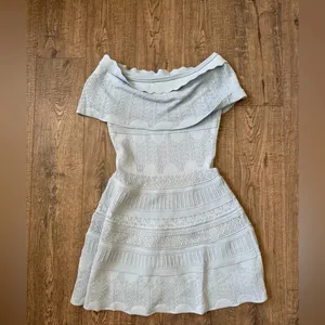 Anthropologie Foxiedox Bardot Dress in Baby Blue thumbnail 7