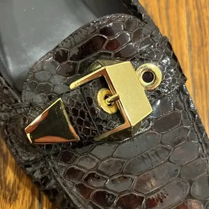 STUART WEITZMAN Crocodile Patent Leather Gold‎ Mary Jane Buckle Loafers Size 7M thumbnail 11