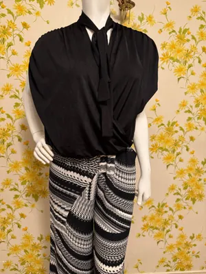 NWOT Zara surplice black neck tie top size M thumbnail 6