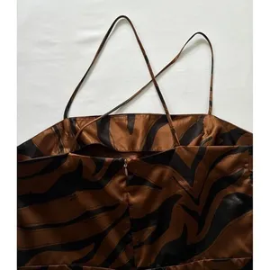 Topshop womens satin‎ Brown/Black Animal print slip dress w/straps 10 NWT thumbnail 3