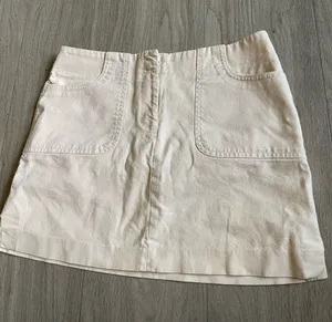 Express Cream A-Line Mini Skirt with Front Pockets thumbnail 1