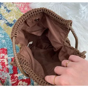 Vintage No Brand Neutral Brown Boho Knit Shoulder Bag Purse thumbnail 5
