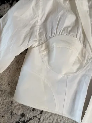Zara White Cropped Bustier Blouse thumbnail 3