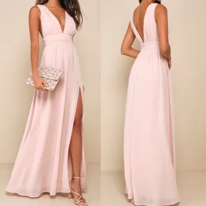 NWT Lulus Size Medium Heavenly Hues Pale Pink Blush Maxi Dress Formal Glam thumbnail 2