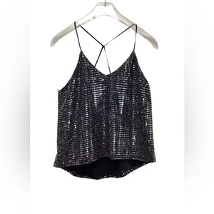 Chelsea28 Black mirrored spaghetti strap top. Size Medium. thumbnail 2