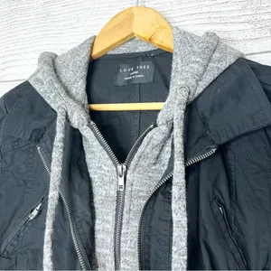 Love Tree Black & Gray Double Layer Hooded Jacket Size Large thumbnail 4