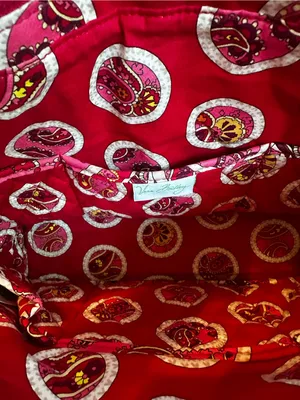 Vera Bradley Mandy Quilted Tote Bag Pink Red Rosy Posies Travel City Casual thumbnail 6