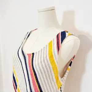 Belle France Dress Size L Striped Cotton Gauze Tiered Lined Midi Cottage Coastal thumbnail 4