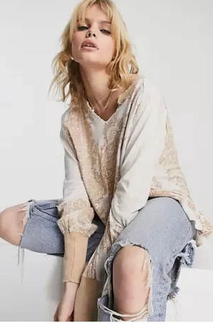 Free People LARGE True Perfection Tee in Almond Milk NWT thumbnail 2