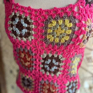 POL Grandma Core Colorful Crochet Women Top thumbnail 3