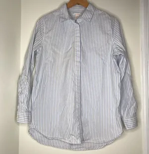 Joe Fresh striped button down dress shirt size large blue white stripe cotton thumbnail 1