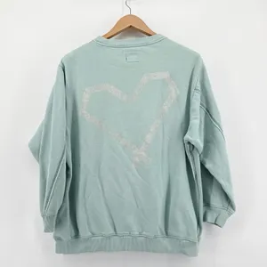 Aerie Good‎ Vibes Medium Sage Oversized Heart Graphic Pocket Sweatshirt Pullover thumbnail 4