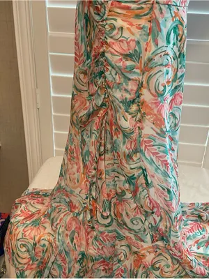 Cato Coral & Teal Floral Print Maxi Dress thumbnail 6