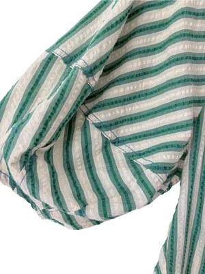 Free People Bop Around Green Cream Stripe Romper size medium thumbnail 6