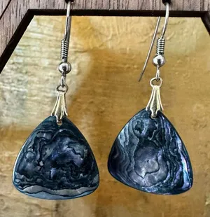 Abalone silver tone drop earrings thumbnail 1