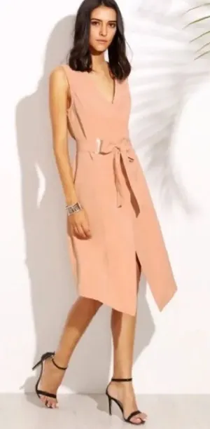 ✨3xHP✨Pink V Neck Tie Waist Sleeveless Outerwear✨ thumbnail 1