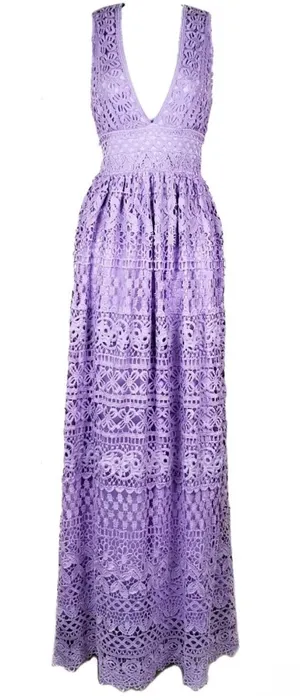 The clothing company purple v-neck lace bohemian maxi dress size large NWT thumbnail 1