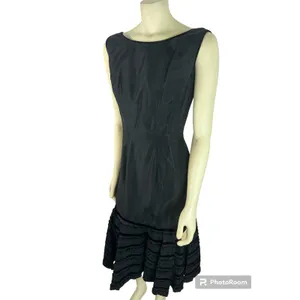 1950s Style Black Velvet Trim Tiered Cocktail Dress Red Tulle Unbranded Small thumbnail 8