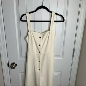 Zara white‎ belted jumpsuit size medium minimalist vacation summer thumbnail 5