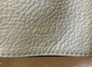 Fossil Crossbody Satchel Tan Brown Pebbled Leather multi pocket thumbnail 3
