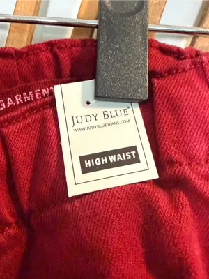 Judy Blue Garmet Dyed Deep Red Boyfriend/ Jogger Jeans Drawstring Waist NWT Fall thumbnail 5