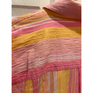 Escape by Habitat Clothes Pink Yellow Striped Seersucker Button‎ Up Shirt Large thumbnail 6