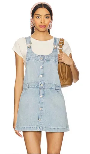 Free People Edie overall dress skirt apple blues denim adjustable NWT We The Free M thumbnail 1
