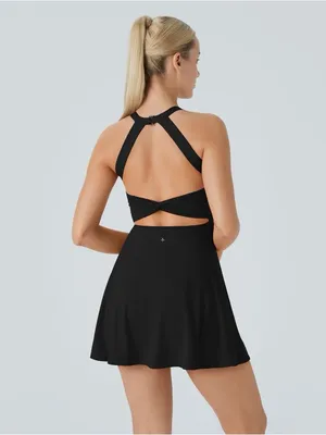 NEW Halara SoftlyZero Airy Backless Twisted Active Dress in Black - Size L thumbnail 3