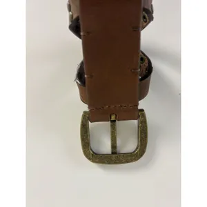 Lucky Brand Studded Leather Belt Women’s L Brown Brass Tone Buckle Boho Western thumbnail 5