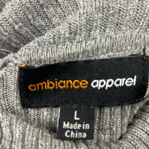 Turtleneck Sweater Grey Rib Knit Large Ambiance Apparel Stretch Top thumbnail 13