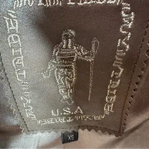 My Tribe Leather Moto Jacket Brown Full Zip Asymmetric Hem Biker Rocker XS Y2K thumbnail 12