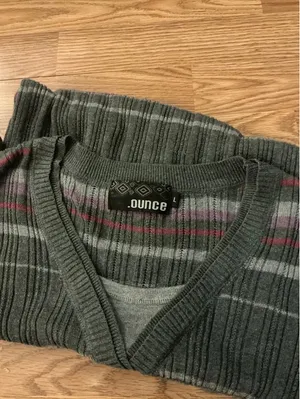 Y2K Ounce Stripe Sweater Size Large Gray thumbnail 3