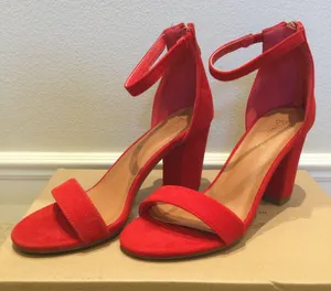 Bonnibel NEW Red Faux Suede Block/Chuck Heels Shoes - Size 6 thumbnail 1