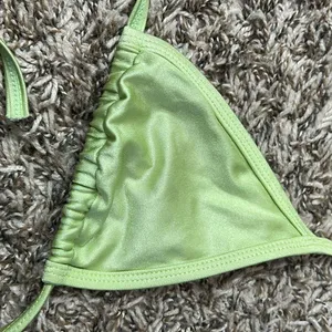 La Hearts Green Metallic Triangle Bikini Top Sz XS thumbnail 2