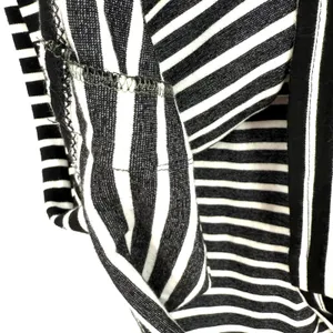Ann Taylor Size Medium Short‎ Sleeve Top Shirt Blouse Black White Striped Tunic thumbnail 3
