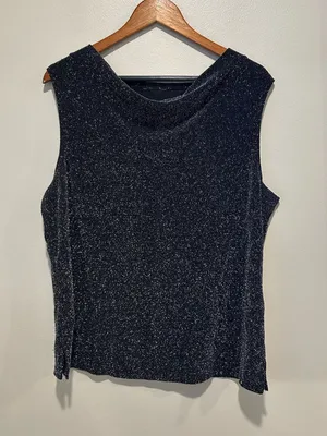 Vintage black sparkly shirt Size L thumbnail 1