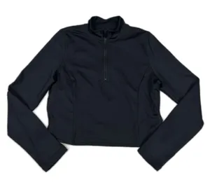 Pink Victoria’s Secret Top Women’s Large LS Black Shirt Crop Fleece Lined thumbnail 1