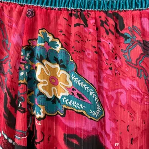 WD.NY‎ Boho Maxi Skirt Sz L Pink Artsy Velvet Waist Shimmer Gypsy Maximalist thumbnail 4