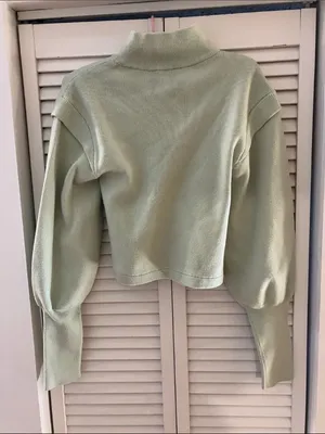 Jonathan Simkhai Structured Shoulder Pistachio Green Sweater Medium thumbnail 5