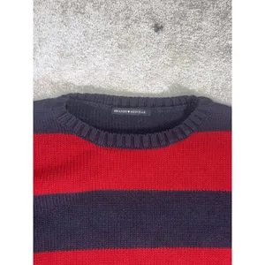 Brandy Melville Brianna Striped Sweater Red Navy Crew Neck Relaxed Fit thumbnail 4
