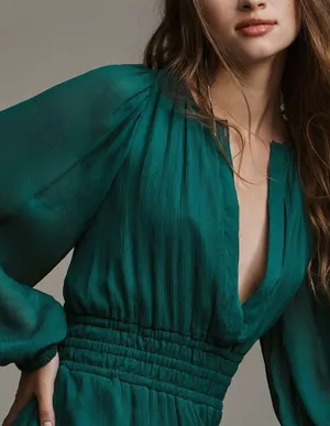 Anthropologie The Somerset Deep-V Long Sleeve Romper, Size XS thumbnail 5