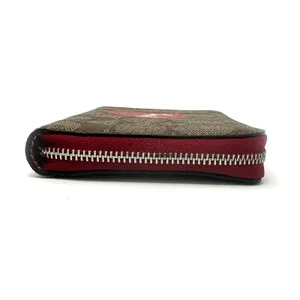 Coach Medium Id Zip Wallet Signature Canvas Wild Strawberry Khaki Red CH529 thumbnail 8