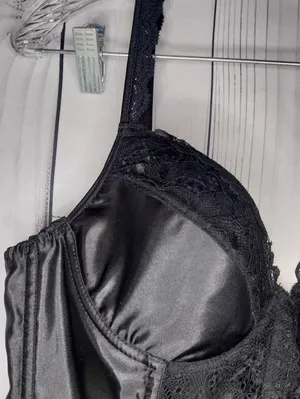 Lover's Lane Black Lace Satin Vintage Style Gothic Grunge Y2K 90's Corset Top thumbnail 3