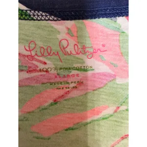 Lilly Pulitzer Palmetto V-Neck Pima Cotton Dress Pink Green Tropical Leaf XL thumbnail 6