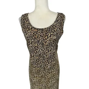 Vintage‎ Animal Print Maxi Dress Womens 10 Leopard Print Sleeveless Tie Back USA thumbnail 3