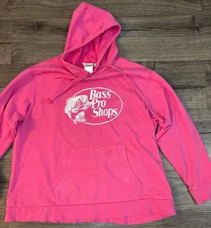 Bass Pro Shops‎ Pink Hoodie Sweatshirt Womens XL Long Sleeve Pullover Hooded Top thumbnail 1