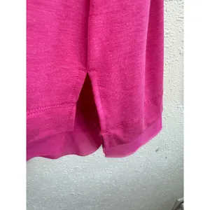 Nanette‎ Lepore Magenta Pink Cold Shoulder Cowl Neck Long Sleeve Top Mesh Trim M thumbnail 4