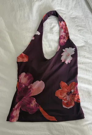 Pink Rose Floral halter neck top thumbnail 1