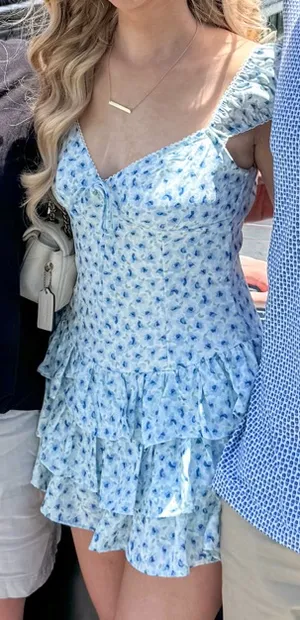 Boutique Blue floral romper dress thumbnail 2