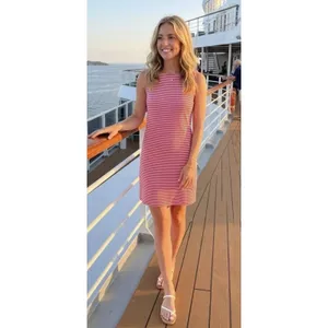 Tommy Bahama Cassia Red Pink Striped‎ Sleeveless Keyhole Back Shift Dress thumbnail 10